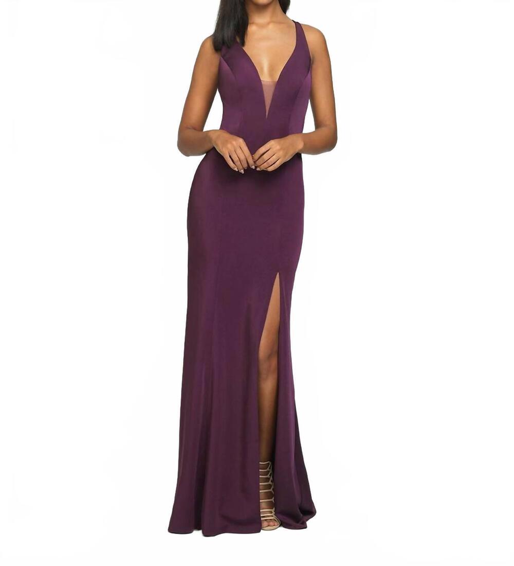 NEW ALLURE BRIDALS open back evening dress in plum